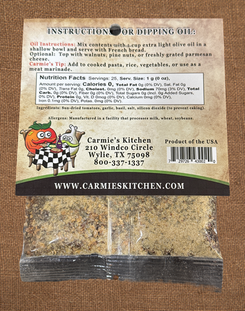 Sundried Tomato Dipping Oil Mix