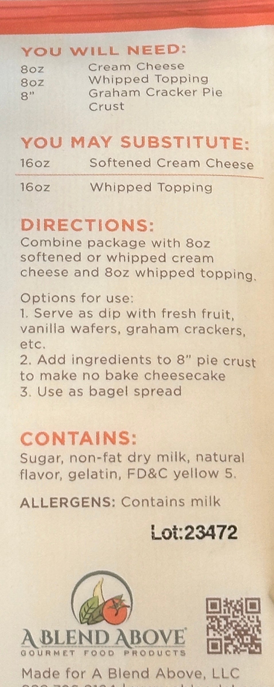 Banana Cream Dessert Mix