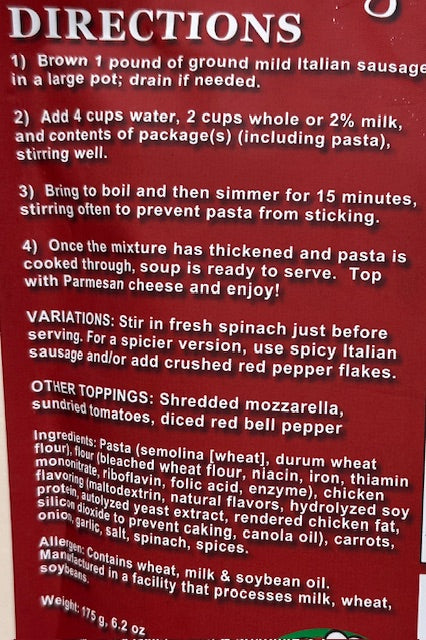 Italian Sausage & Pasta Soup Mix