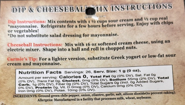 Green Chile & Cilantro Dip & Cheeseball Mix