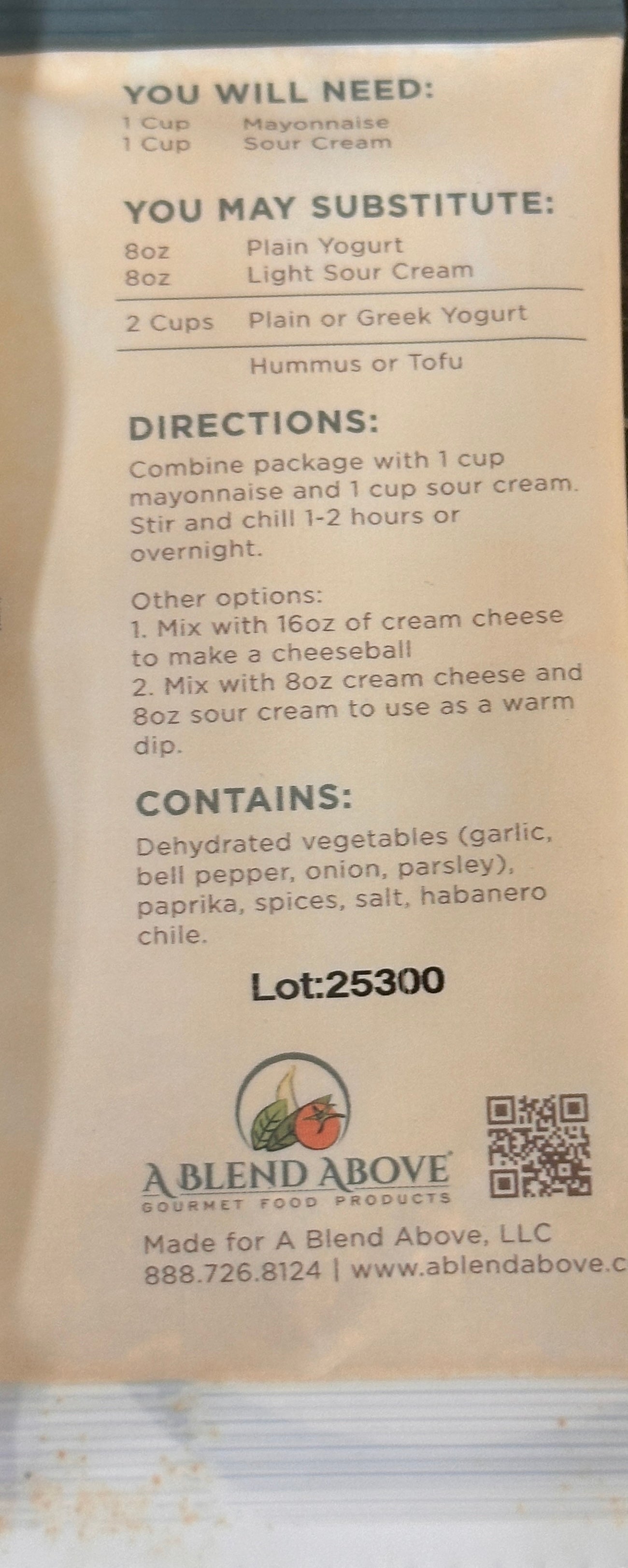 Habanero Green Chili Dip Mix